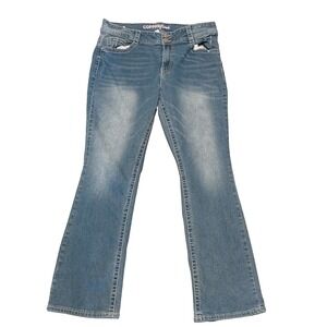 Copper Flash Denim Stretch Jeans 16 Curvy Womens Jeweled Pockets Wide Leg Boot